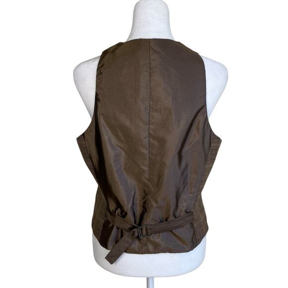 New York & Co Sz 10 Vtg Glen Plaid Twill Fitted Vest Button Front Classic Dressy - Picture 5 of 16